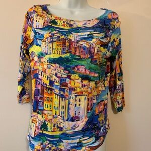 Peck & Peck Multicolor Artistic Print Women's Blouse
